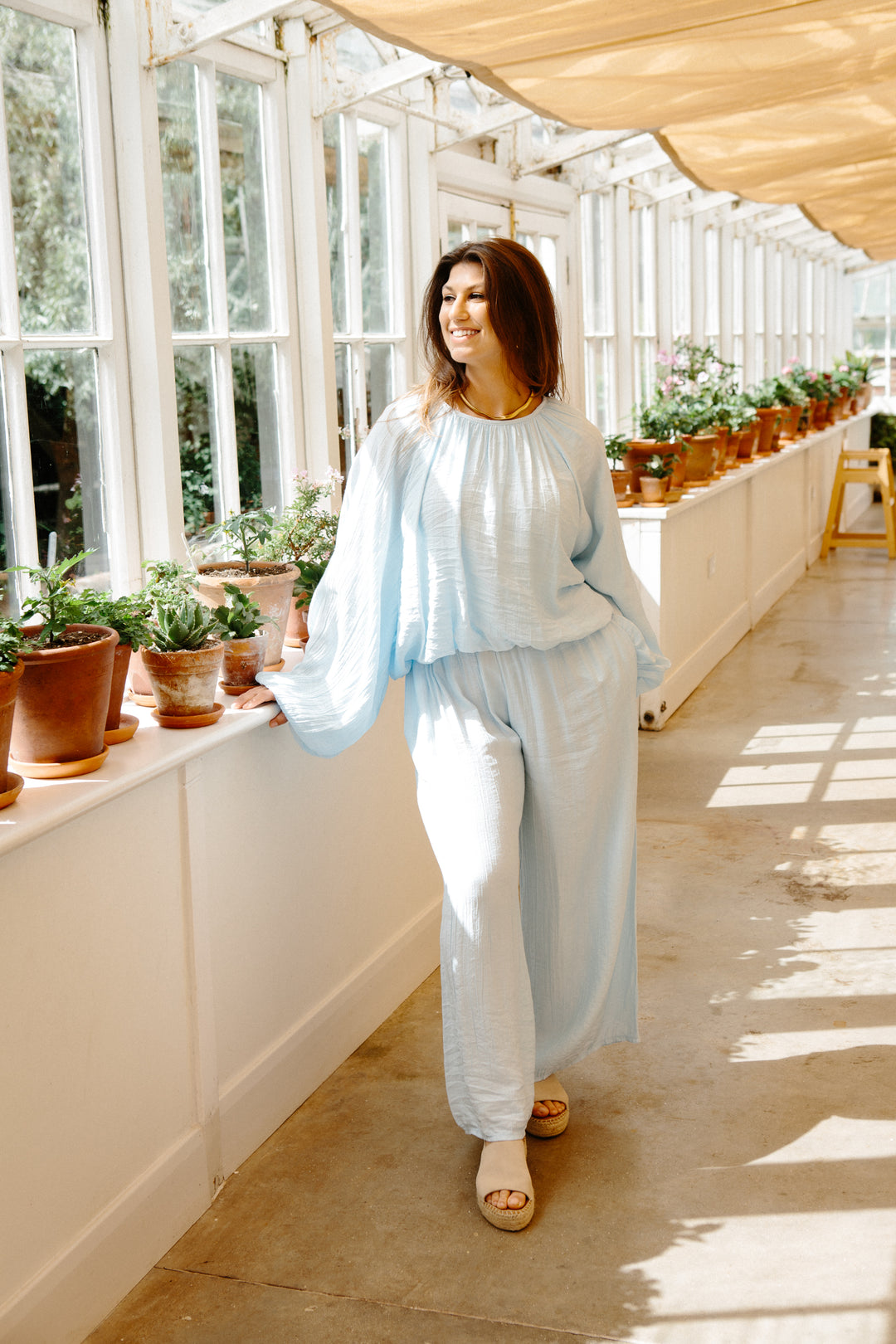 Crinkle Wide Leg Trousers