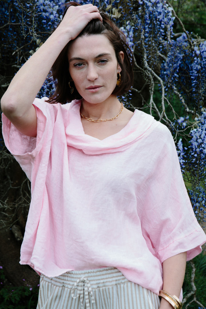 Linen Cowl Neck Shirt