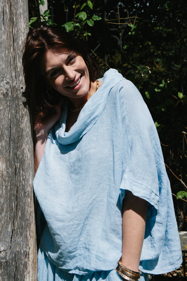 Linen Cowl Neck Shirt