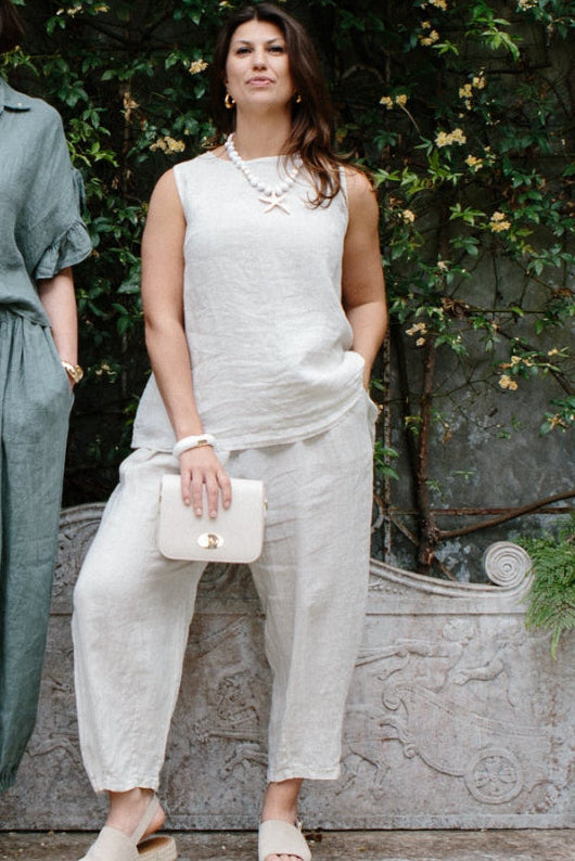 Linen Pleat Detail Trousers