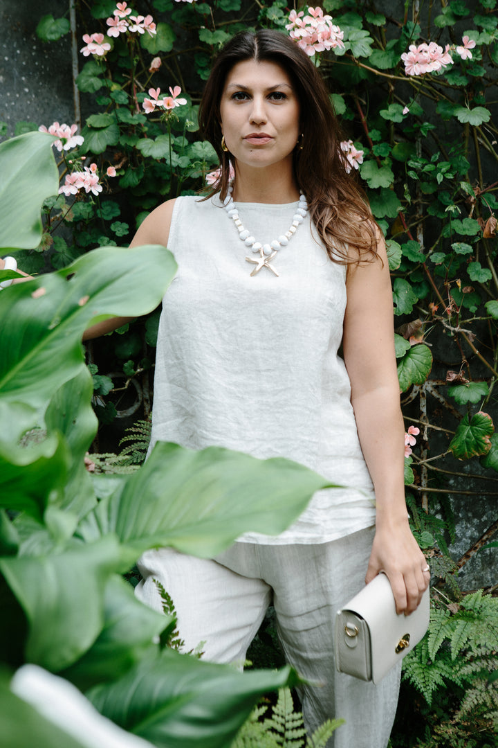 Linen Button Back Vest