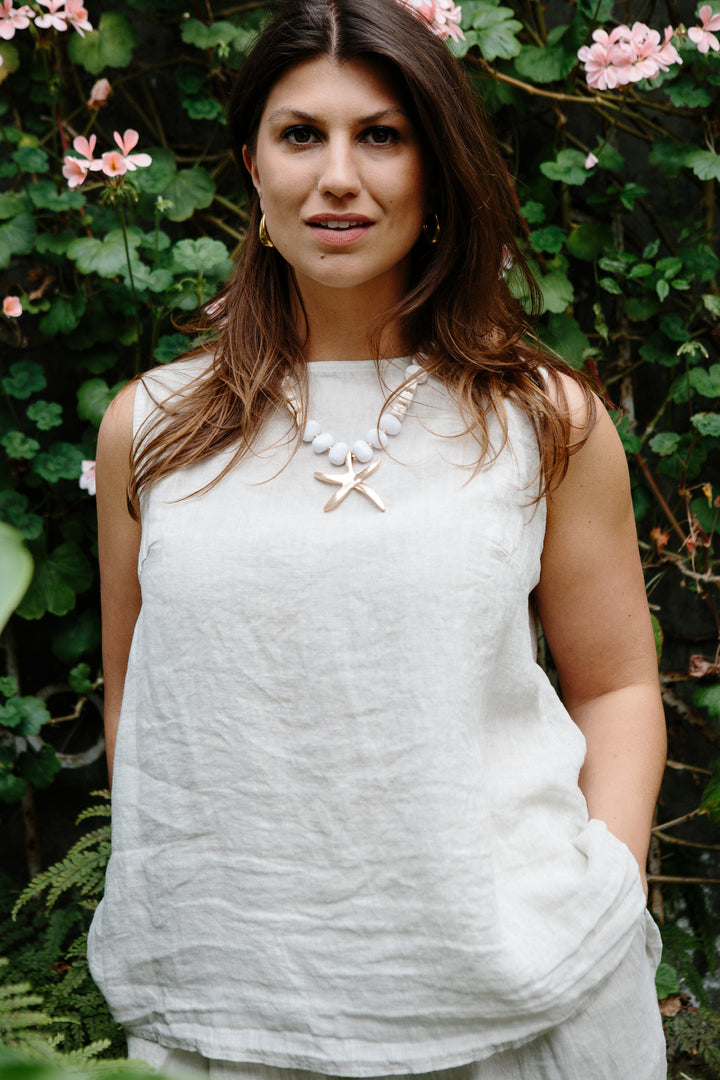 Linen Button Back Vest