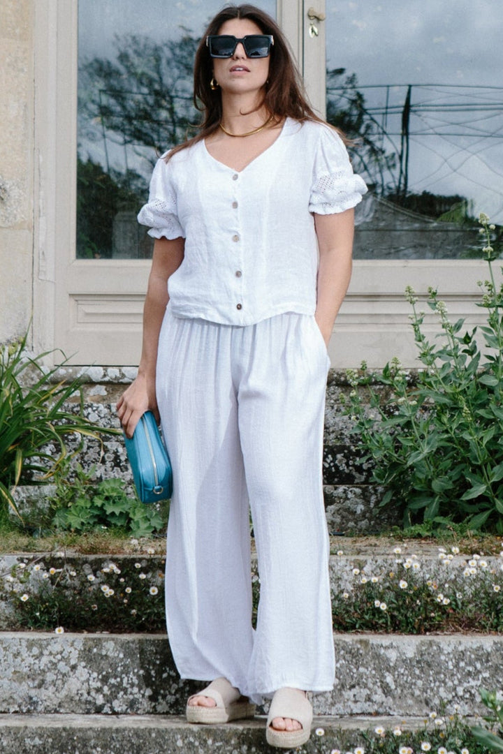 Crinkle Wide Leg Trousers