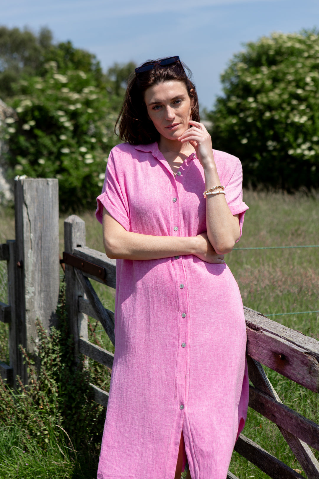 Linen Blend Shirt Dress