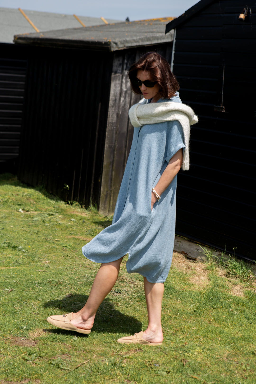 Linen Blend Shirt Dress