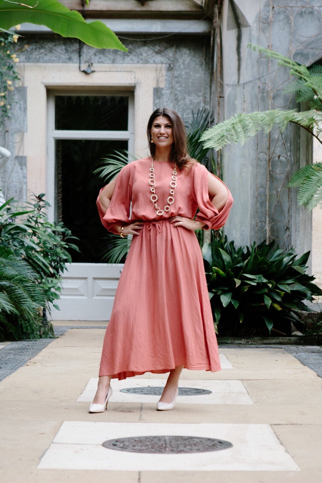 Shimmer Drawstring Waist Dress