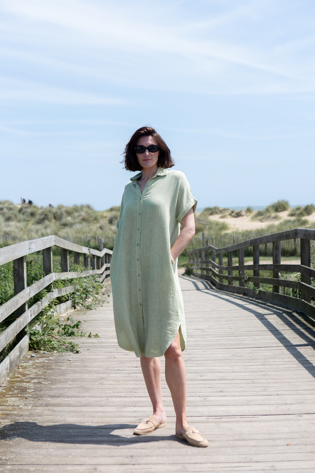 Linen Blend Shirt Dress