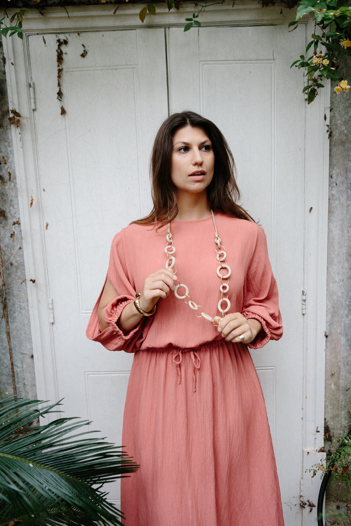 Shimmer Drawstring Waist Dress