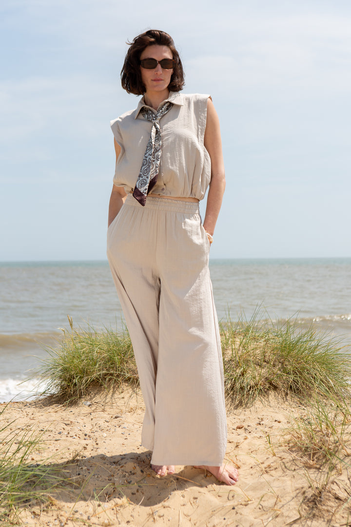 Plain Wide Leg Trousers