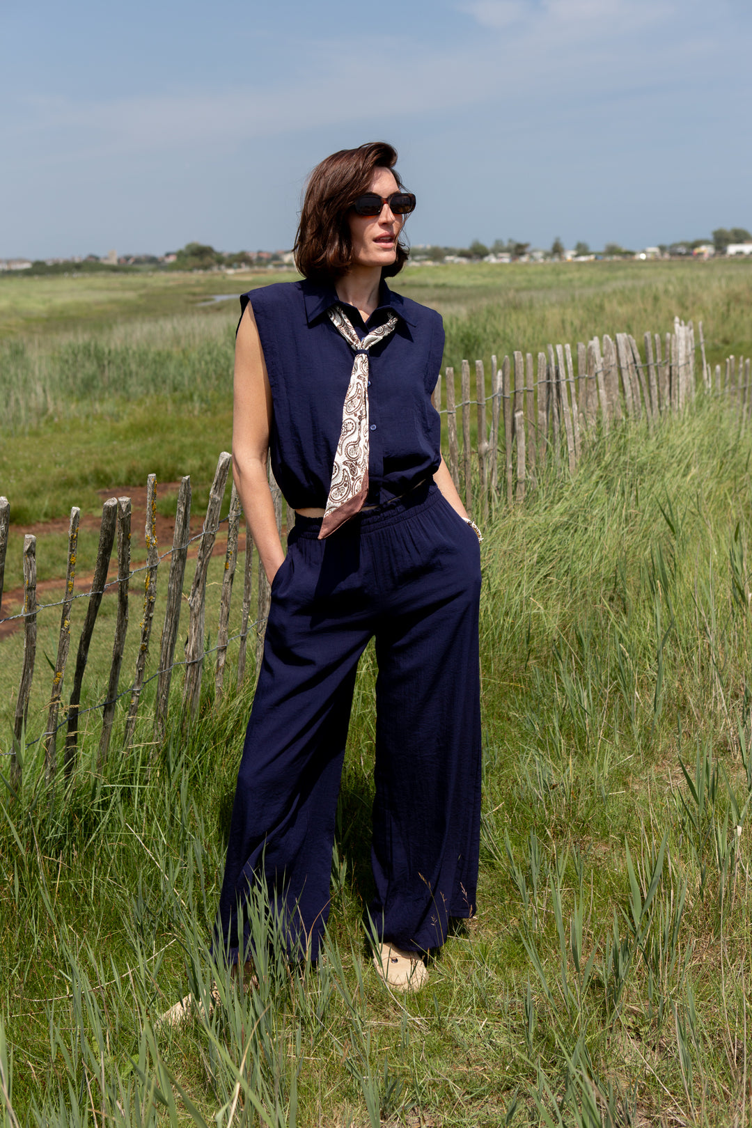 Plain Wide Leg Trousers