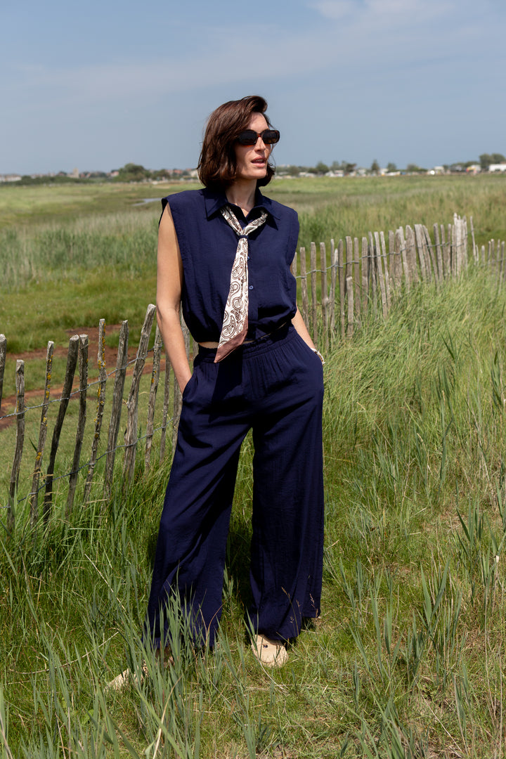 Plain Wide Leg Trousers