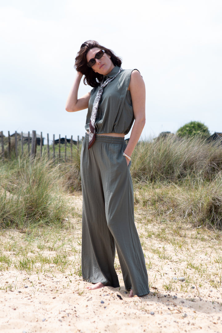 Plain Wide Leg Trousers