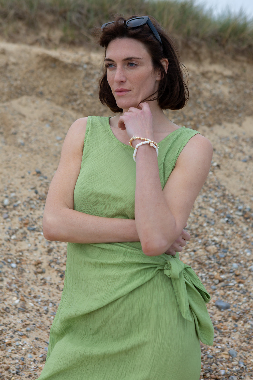 Crinkle Tie Front Dress