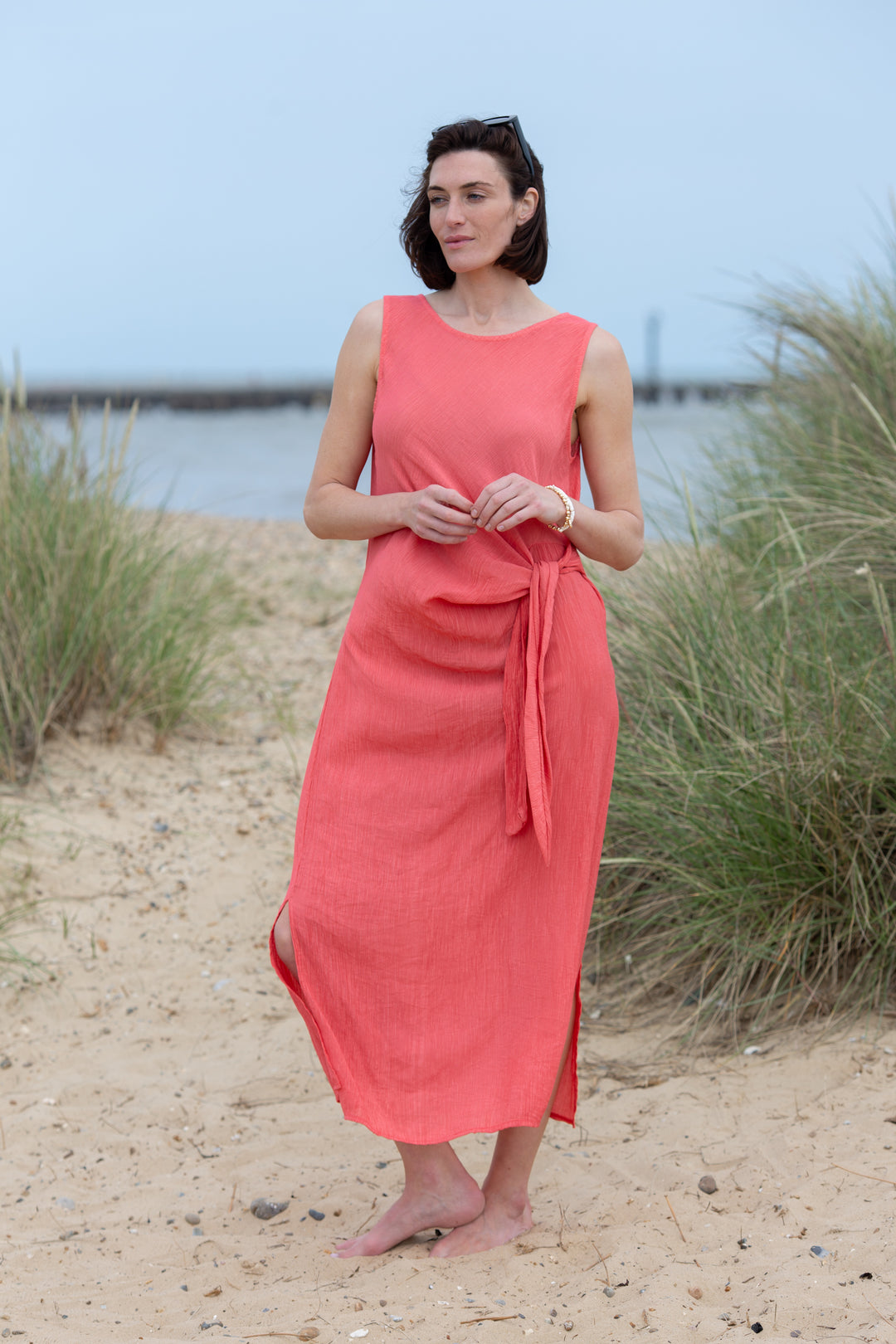 Crinkle Tie Front Dress