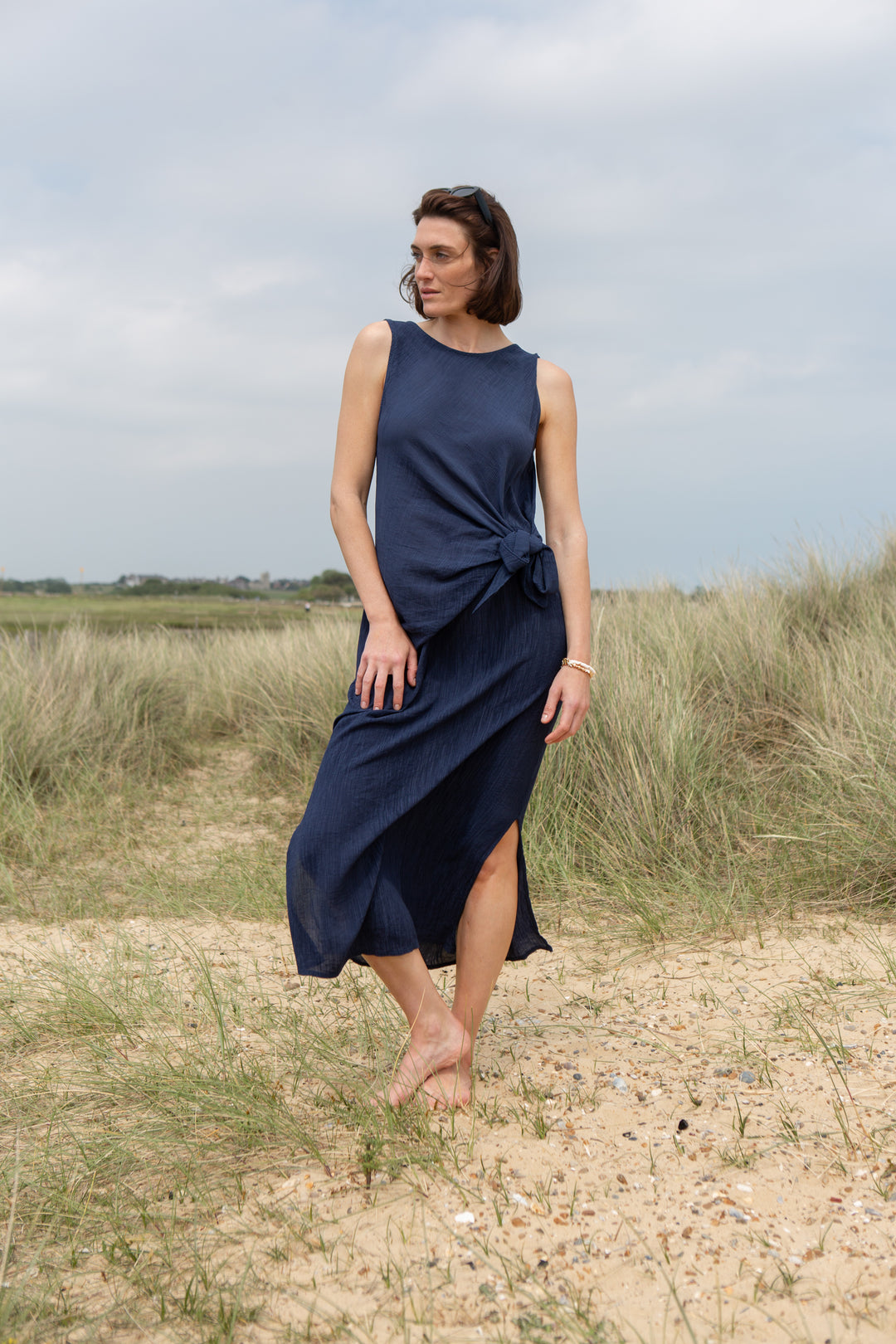 Crinkle Tie Front Dress