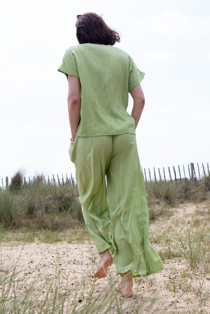 Crinkle Tie Waist Trousers