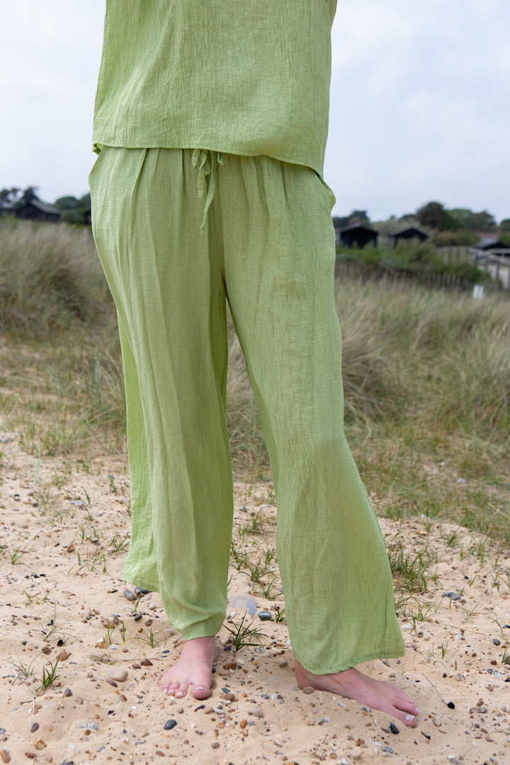 Crinkle Tie Waist Trousers