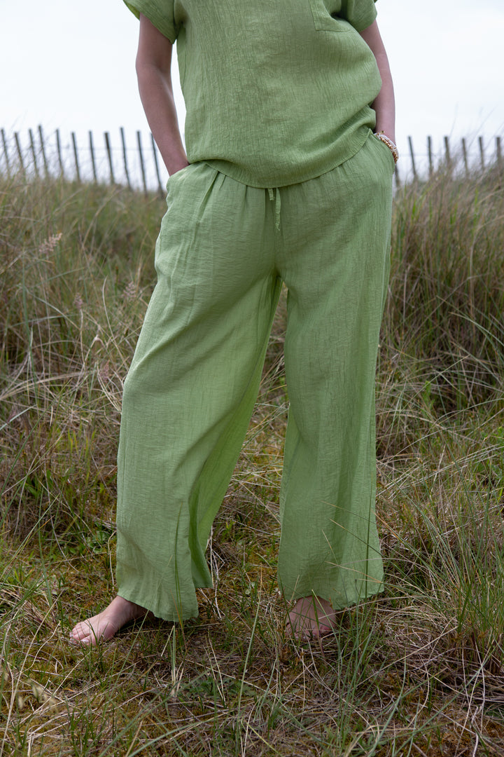 Crinkle Tie Waist Trousers