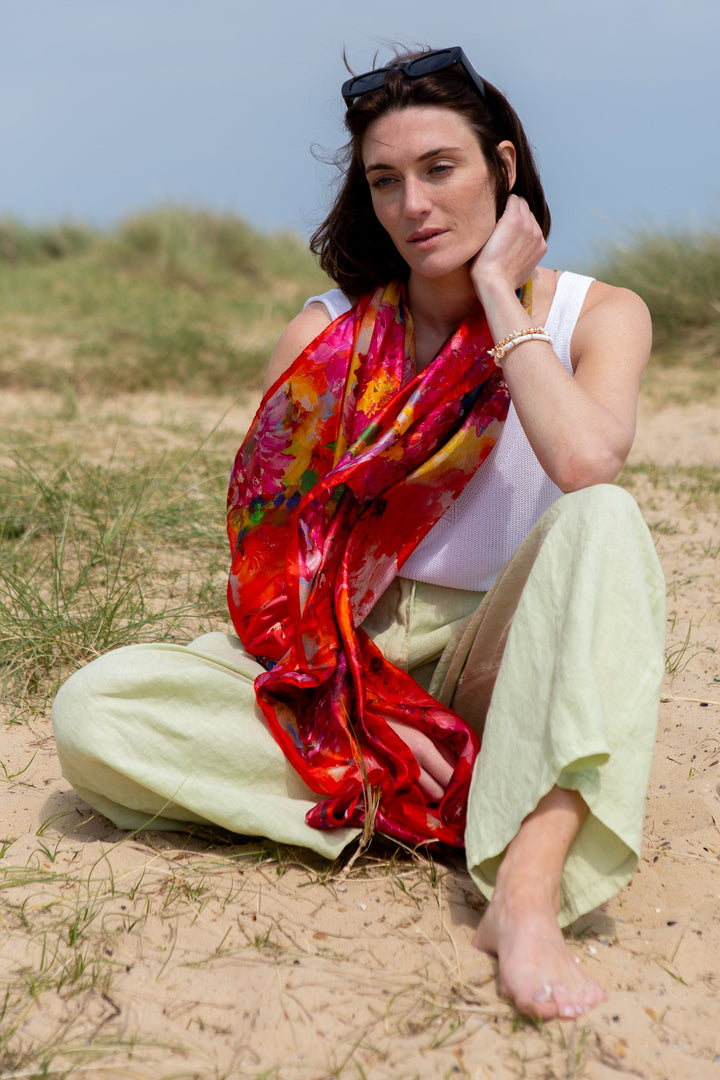 Crimson Silk Scarf