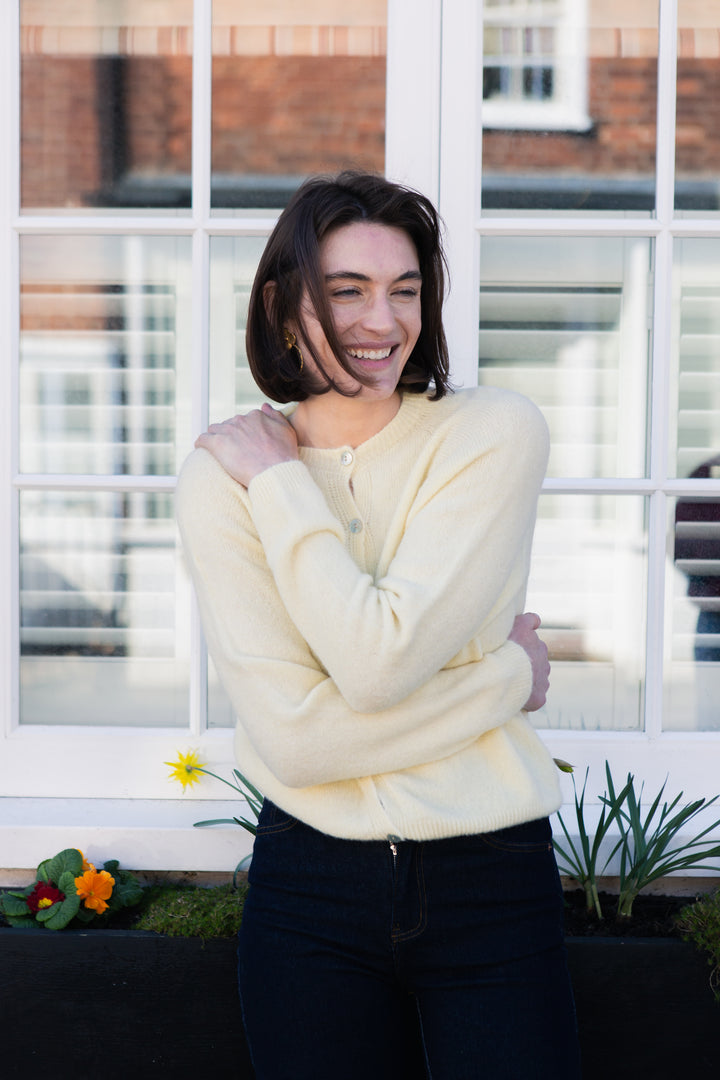 Alpaca Blend Crew Neck Cardigan