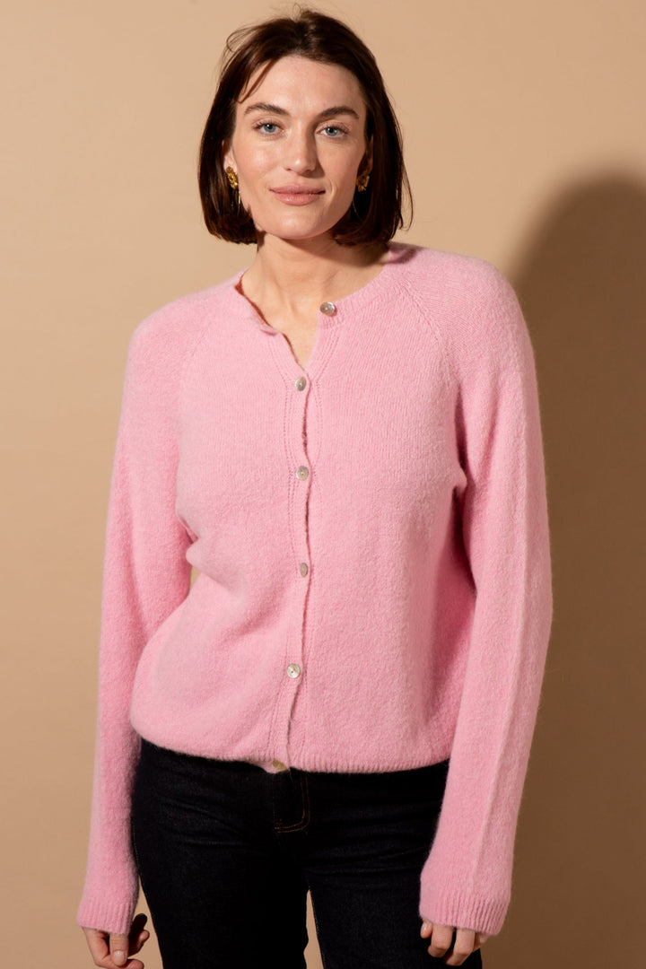 Alpaca Blend Crew Neck Cardigan