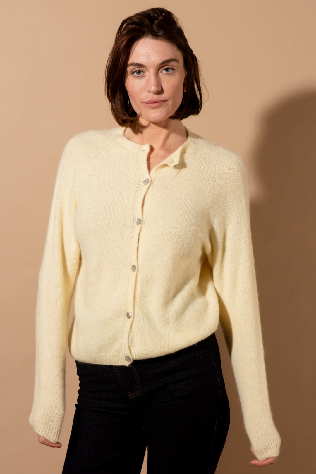 Alpaca Blend Crew Neck Cardigan