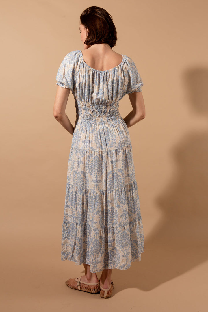 Button Front Puff Sleeve Dress