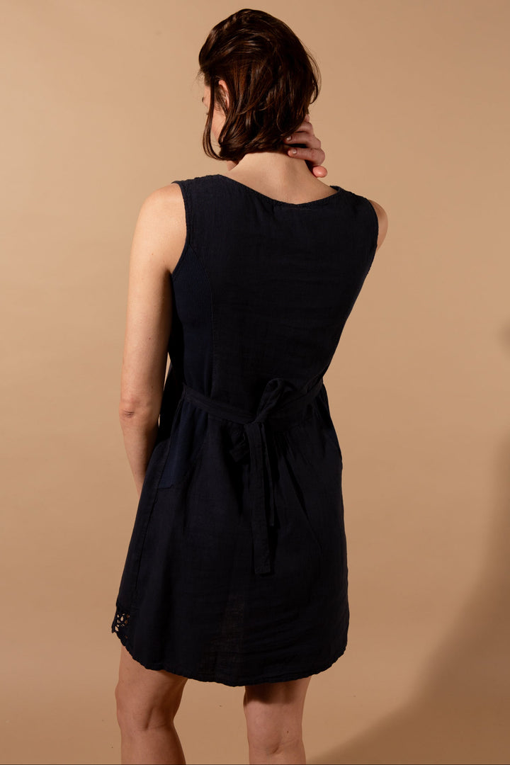 Embroidery Detail Tie Back Dress