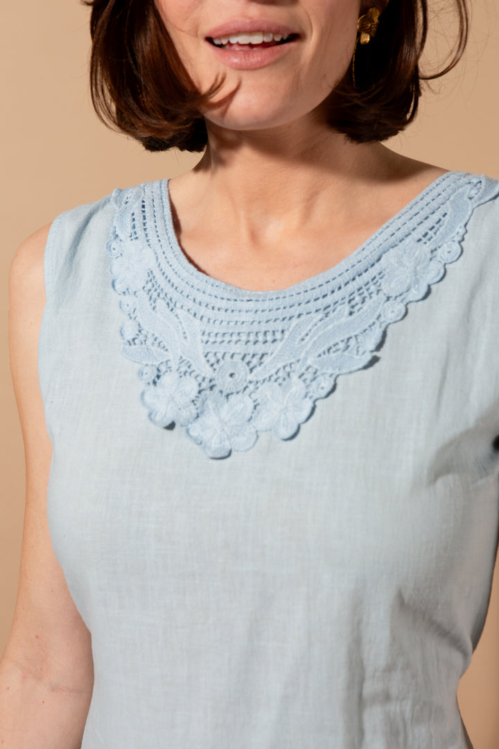 Embroidery Detail Tie Back Dress