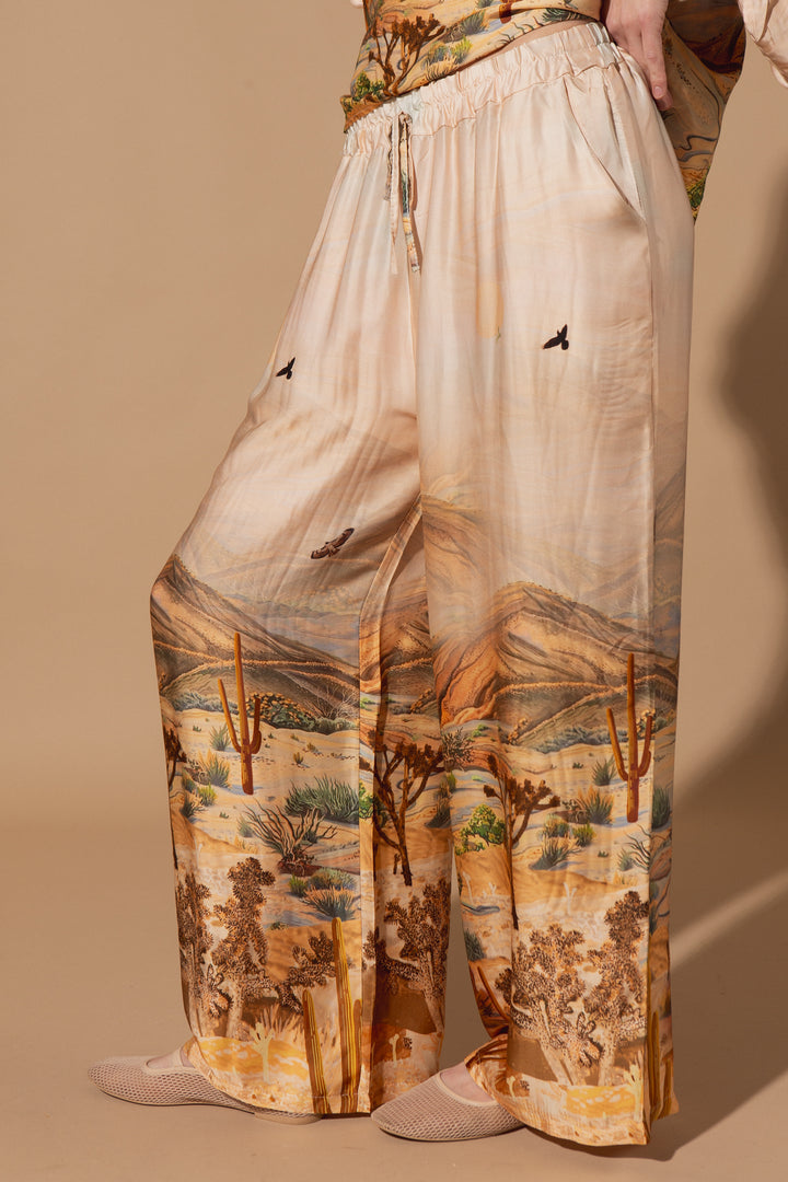 Cactus Print Silk Trousers