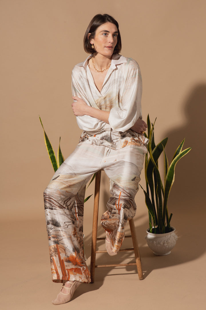 Cactus Print Silk Top