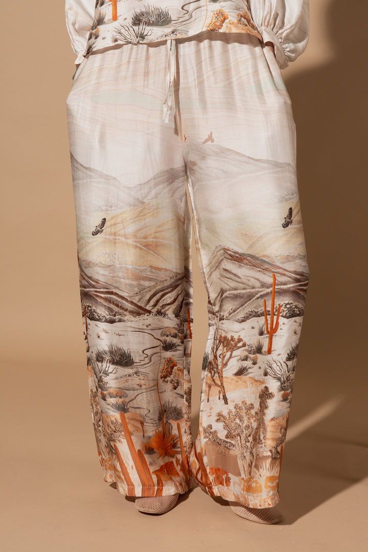 Cactus Print Silk Trousers