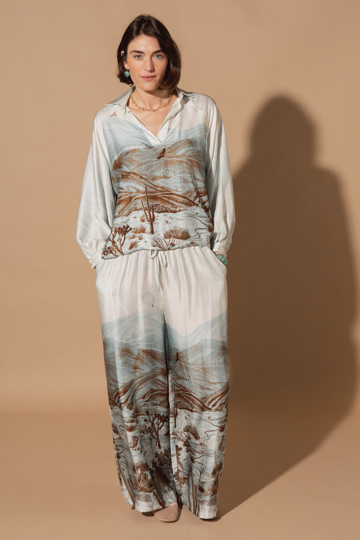 Cactus Print Silk Top