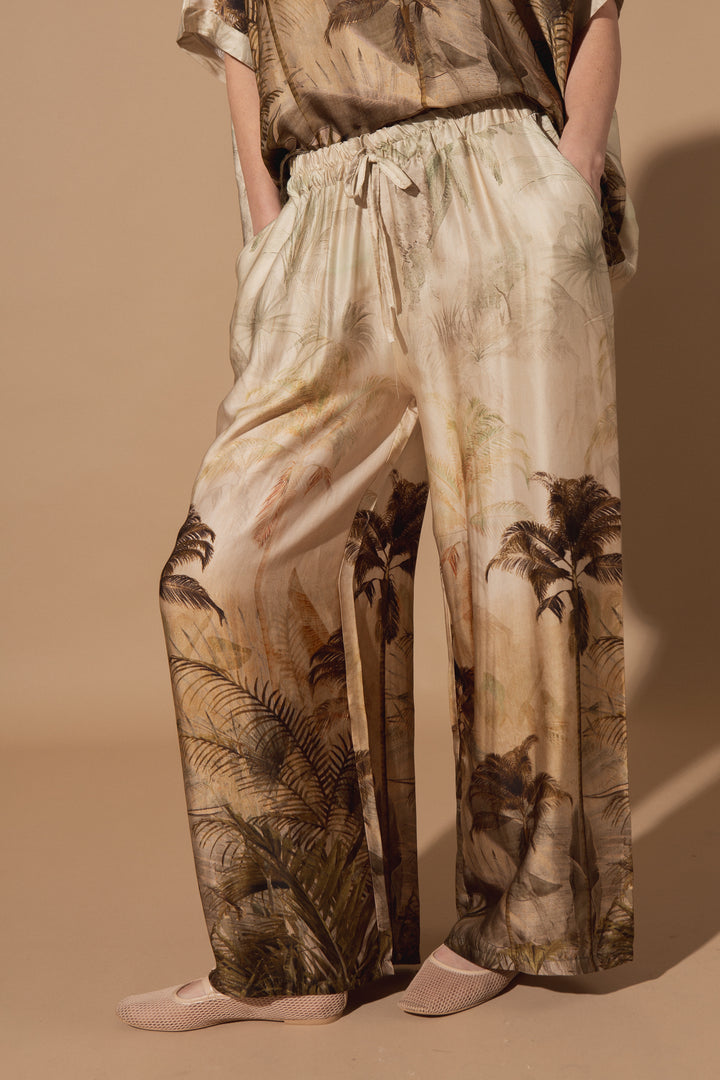 Palm Tree Silk Trousers