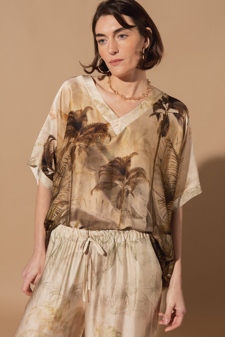 Palm Tree Silk Top