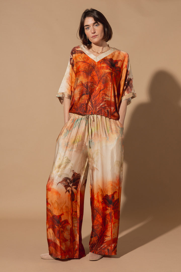 Palm Tree Silk Trousers