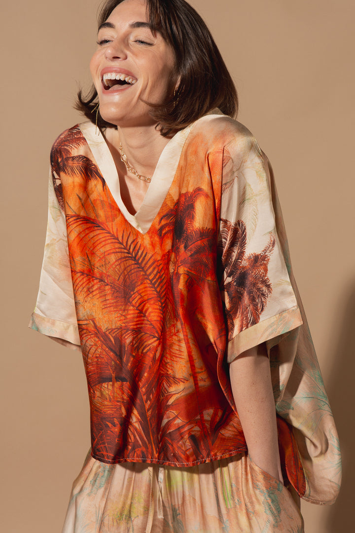 Palm Tree Silk Top