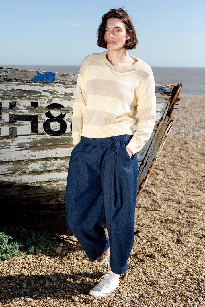 Striped Collar Knitted Jumper
