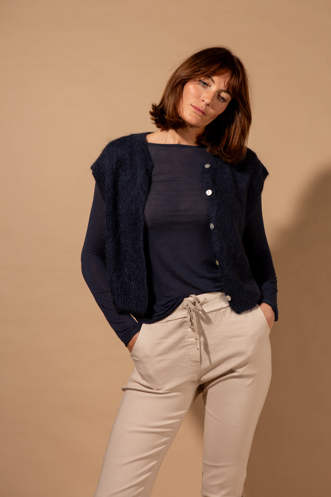 Mohair Button Through Tank Top