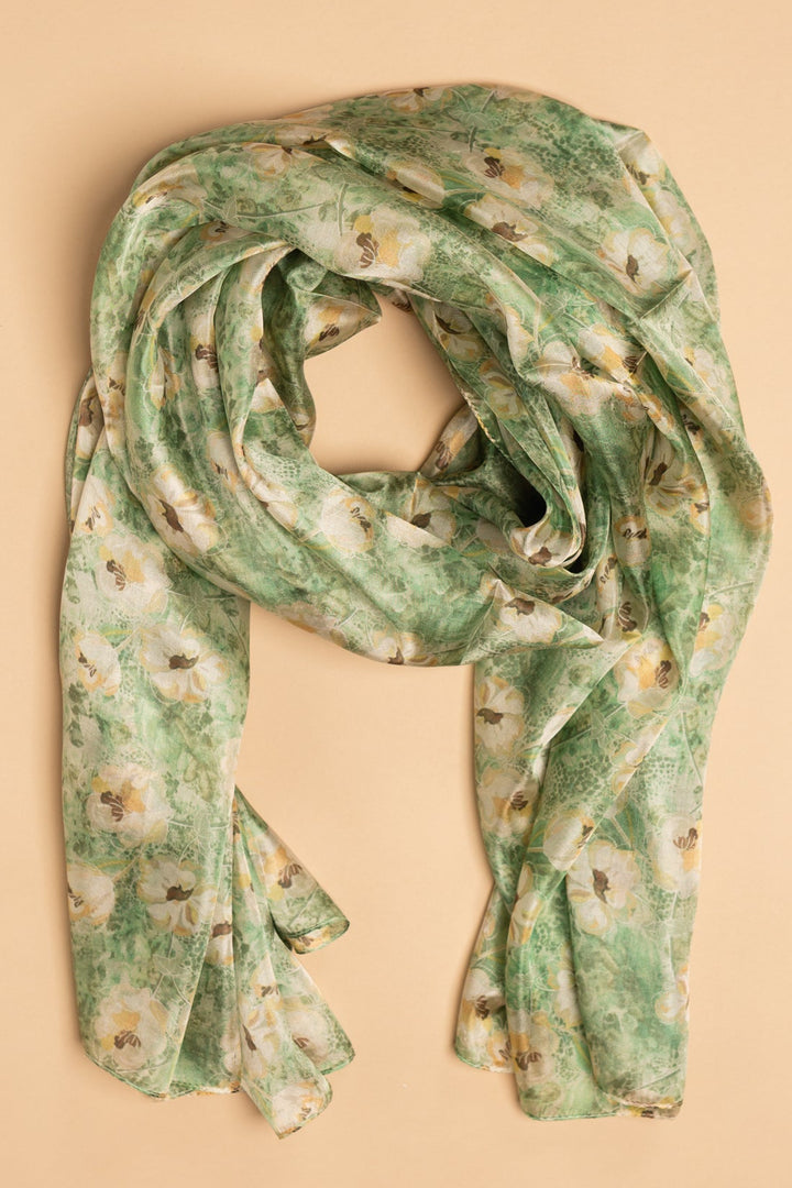 Sage Blossom Silk Scarf