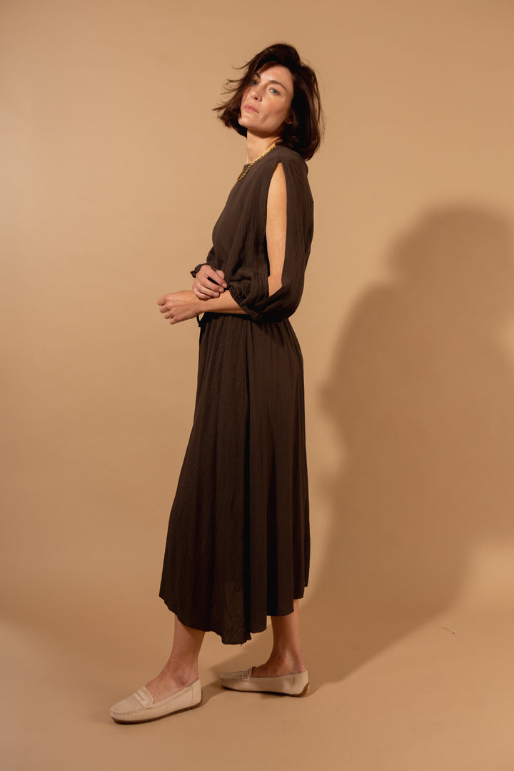 Shimmer Drawstring Waist Dress