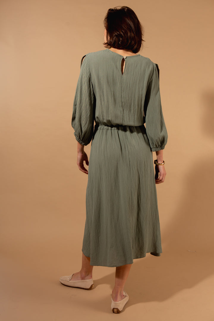 Shimmer Drawstring Waist Dress