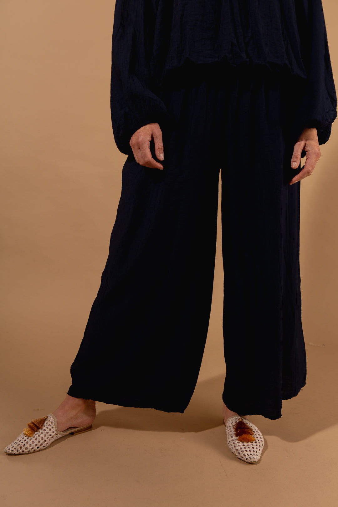 Crinkle Wide Leg Trousers