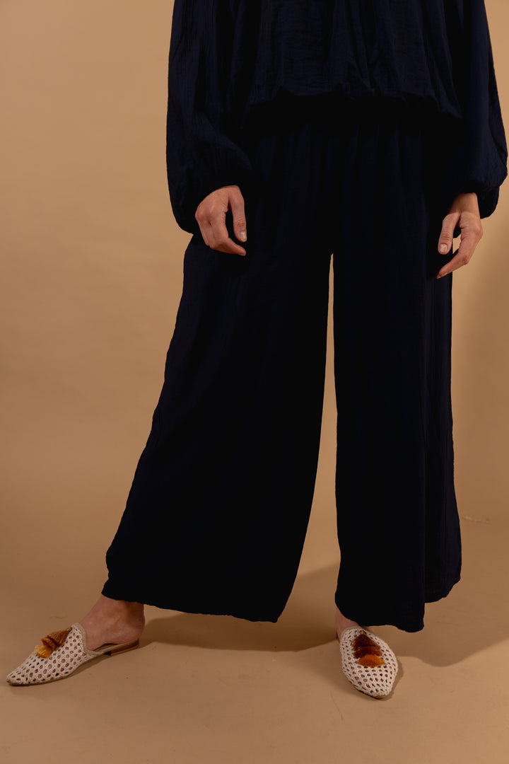Crinkle Wide Leg Trousers