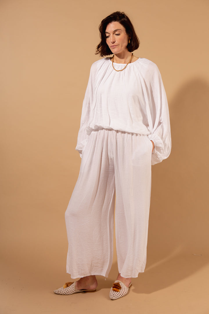 Crinkle Wide Leg Trousers