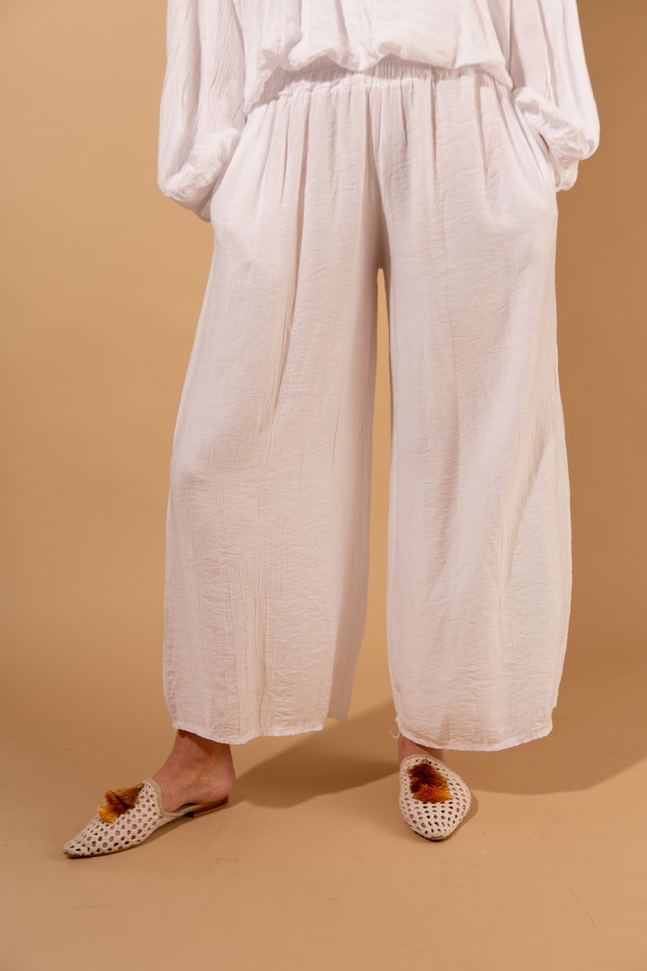 Crinkle Wide Leg Trousers
