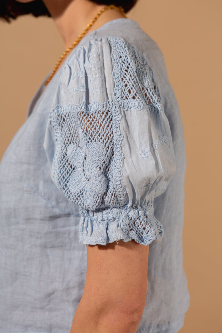 Linen Puff Sleeve Shirt