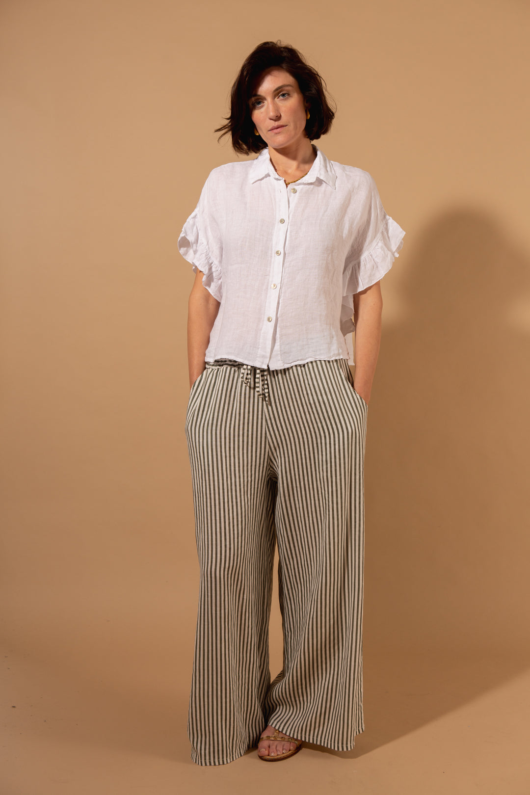 Linen Frill Sleeve Top