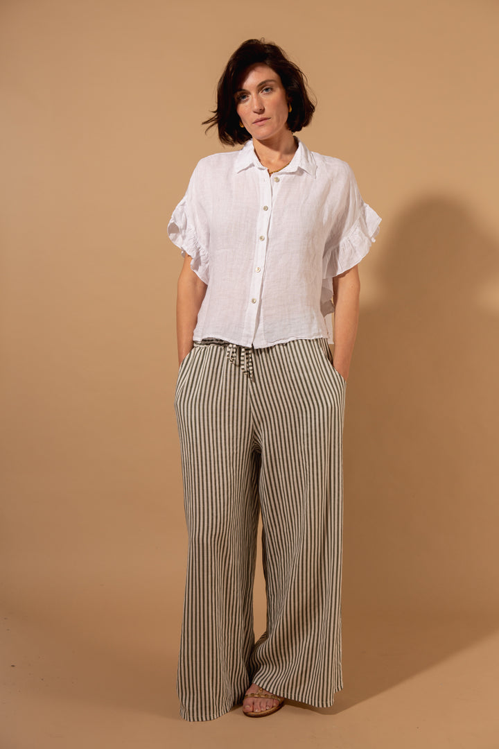 Linen Frill Sleeve Top