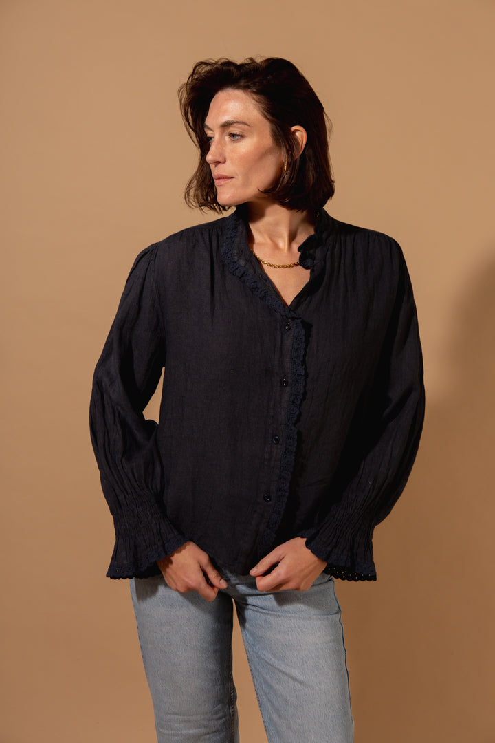 Linen Lace Detail Shirt